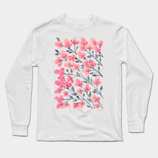 pink black cherry blossoms Long Sleeve T-Shirt